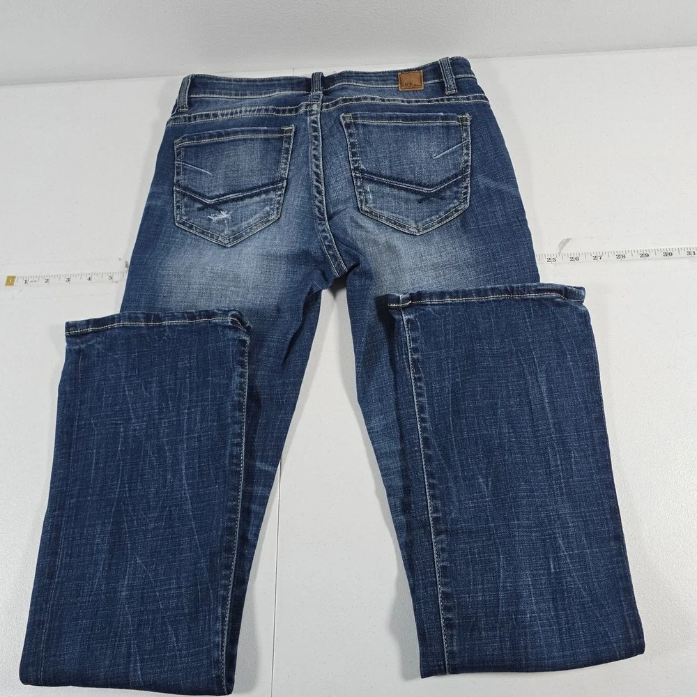 BKE Payton Bootcut Jeans Womens 27L Dark Wash Whiskered Denim 12614‎